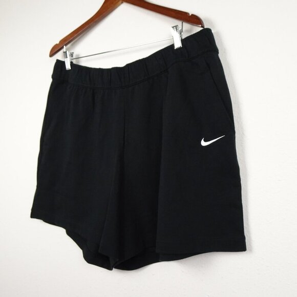 Nike Loose Fit Shorts Women's Plus Size 1X Black Jersey Elastic Waist High Rise - Picture 2 of 7